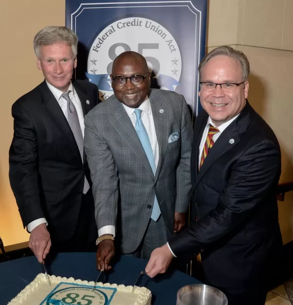  NCUA Board Members J. Mark McWatters (left), Todd M. Harper (right), and Chairman Rodney E. Hood