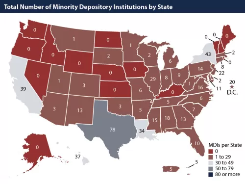 Total Number of Minority Depository Institutions by State